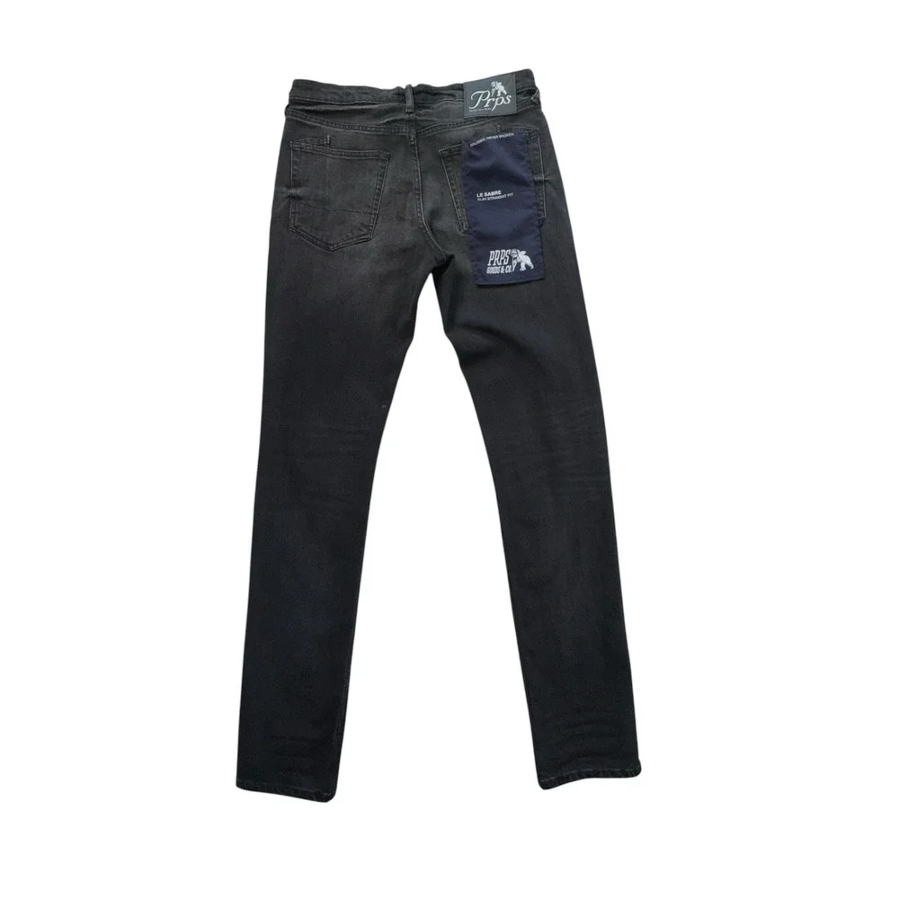 Prps Le Sabre Slim Straight Stretch Denim Jeans Black Stone Wash Men 32 NWT